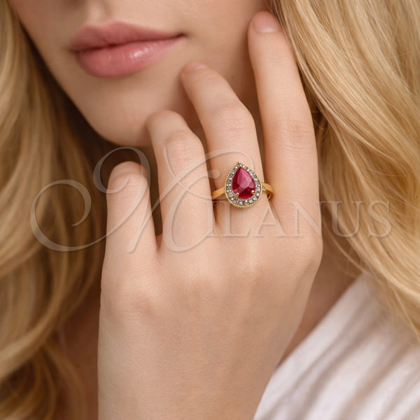 Gold Filled Ring — Multi Stone Ring Teardrop Design with Ruby and — alternate product view — SKU 164180 | Oro Laminado anillo — Multi Stone Ring Teardrop diseño with Ruby and — SKU 164180