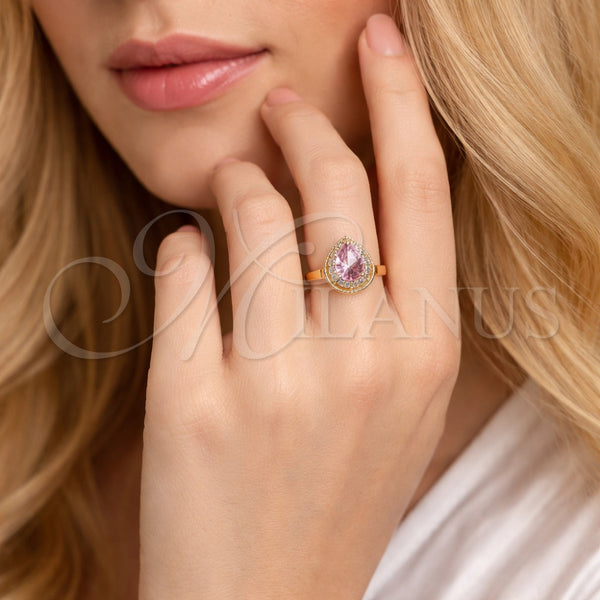 Gold Filled Ring — Multi Stone Ring Teardrop Design with Pink and — alternate product view — SKU 164181 | Oro Laminado anillo — Multi Stone Ring Teardrop diseño with Pink and — SKU 164181