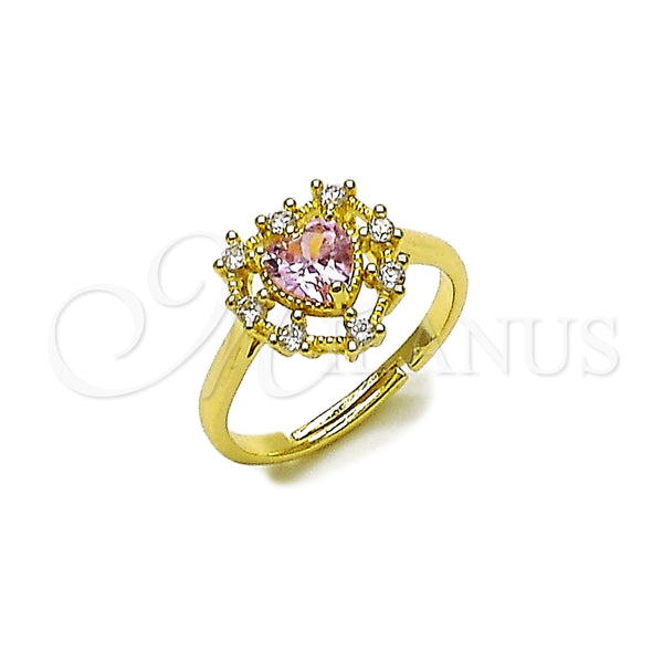 Gold Filled Ring — Multi Stone Ring Heart Design with Pink and — main product view — SKU 164183 | Oro Laminado anillo — Multi Stone Ring corazón diseño with Pink and — SKU 164183