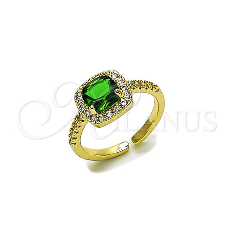 Oro Laminado Multi Stone Ring, Gold Filled Style Cluster Design, with Green Cubic Zirconia and White Micro Pave, Polished, Golden Finish, 01.196.0050.1 (One size fits all)