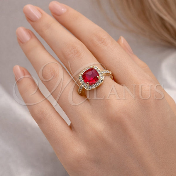 Gold Filled Ring — Multi Stone Ring Cluster Design with Garnet Cubic — alternate product view — SKU 164188 | Oro Laminado anillo — Multi Stone Ring Cluster diseño with Garnet Cubic — SKU 164188