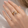 Oro Laminado Multi Stone Ring, Gold Filled Style Butterfly Design, with Multicolor Cubic Zirconia, Polished, Golden Finish, 01.196.0054 (One size fits all)