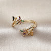 Oro Laminado Multi Stone Ring, Gold Filled Style Butterfly Design, with Multicolor Cubic Zirconia, Polished, Golden Finish, 01.196.0054 (One size fits all)