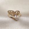 Oro Laminado Multi Stone Ring, Gold Filled Style Butterfly Design, with White Cubic Zirconia and White Micro Pave, Polished, Golden Finish, 01.196.0055 (One size fits all)