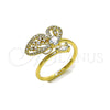 Oro Laminado Multi Stone Ring, Gold Filled Style Butterfly Design, with White Cubic Zirconia and White Micro Pave, Polished, Golden Finish, 01.196.0055 (One size fits all)