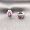 Rhodium Gold Filled Huggie Hoop, with Ruby and White Micro Pave, Polished, Rhodium Finish, 02.260.0030.12
