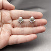 Rhodium Gold Filled Stud Earring, Flower Design, with Multicolor and White Cubic Zirconia, Polished, Rhodium Finish, 02.260.0035.1