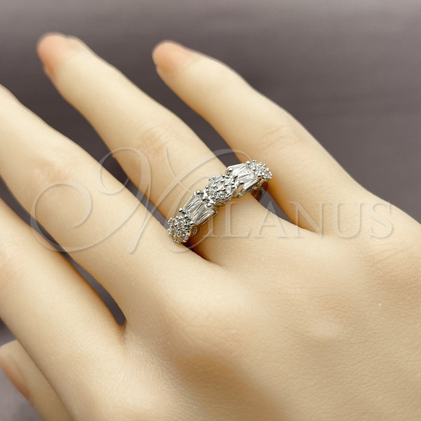 White Gold Filled Ring — Multi Stone Ring Baguette Design with White Cubic — alternate product view — SKU 164224 | Oro Laminado Blanco anillo — Multi Stone Ring Baguette diseño with blanco Cubic — SKU 164224