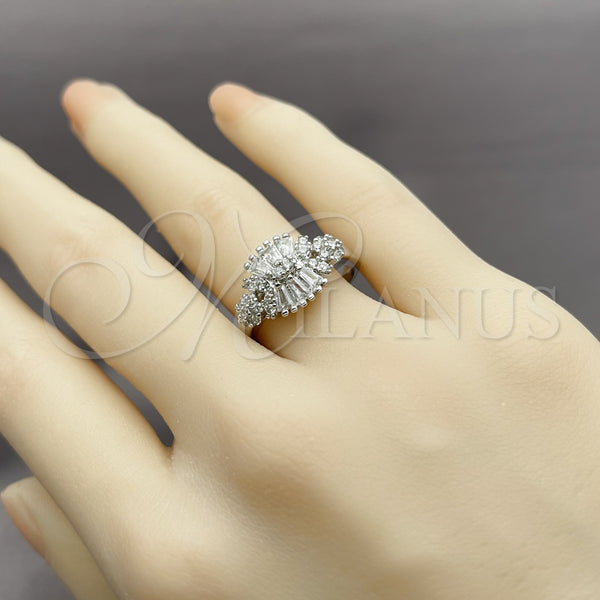 White Gold Filled Ring — Multi Stone Ring Baguette Design with White Cubic — alternate product view — SKU 164225 | Oro Laminado Blanco anillo — Multi Stone Ring Baguette diseño with blanco Cubic — SKU 164225