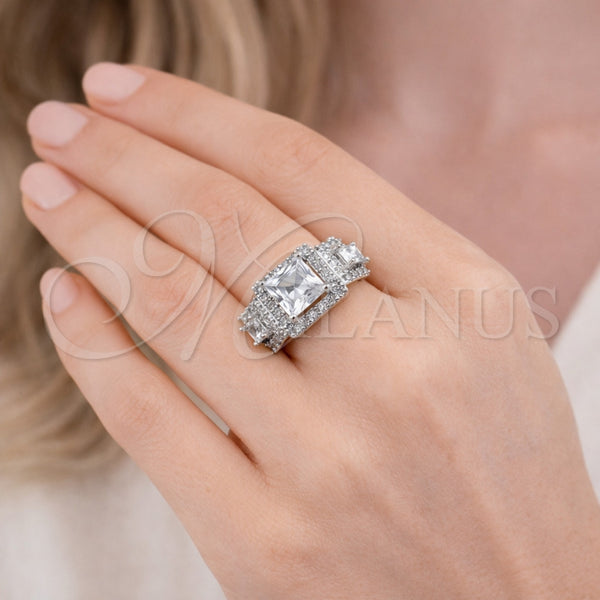 White Gold Filled Ring — Multi Stone Ring Cluster Design with White Cubic — alternate product view — SKU 164226 | Oro Laminado Blanco anillo — Multi Stone Ring Cluster diseño with blanco Cubic — SKU 164226
