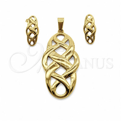 Stainless Steel Necklace and Earring, Polished, Golden Finish, 06.116.0205 for wholesale, main product view