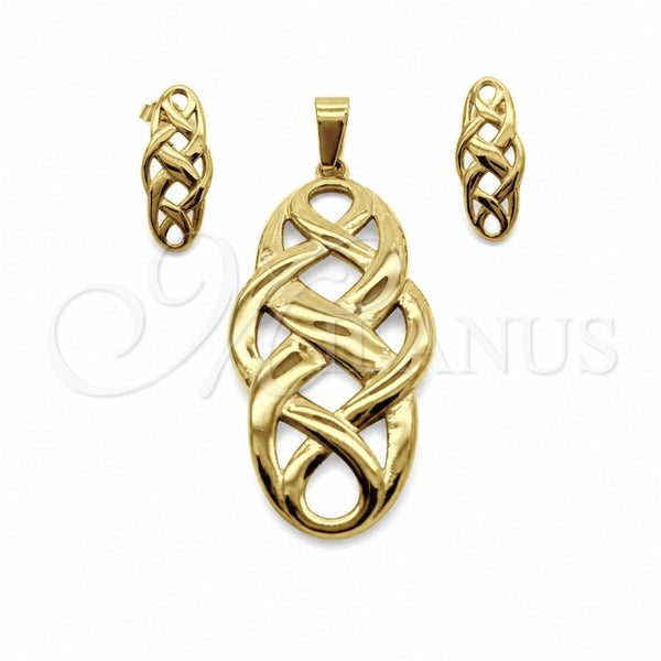 Stainless Steel Necklace and Earring, Polished, Golden Finish, 06.116.0205