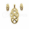 Stainless Steel Necklace and Earring, Polished, Golden Finish, 06.116.0205