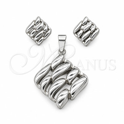 Stainless Steel Necklace and Earring, Polished, Rhodium Finish, 06.116.0206 for wholesale, main product view