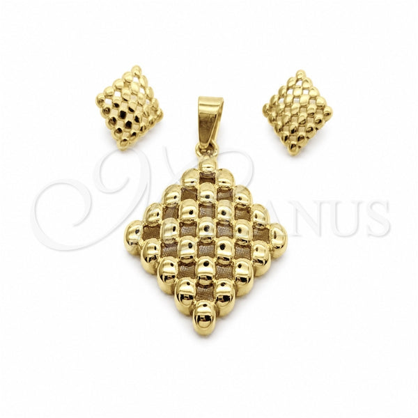 Stainless Steel Necklace and Earring, Polished, Golden Finish, 06.116.0207