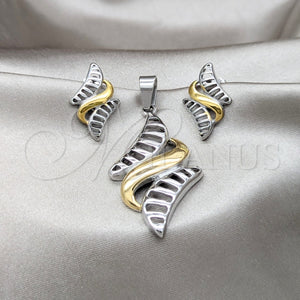 Stainless Steel Ring — Necklace and Earring Polished Two Tone 06. — main product view — SKU 164231 | Acero Inoxidable anillo — Necklace and Earring pulido Two Tone 06. — SKU 164231