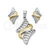 Stainless Steel Necklace and Earring, Polished, Two Tone, 06.116.0208