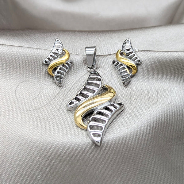 Stainless Steel Ring — Necklace and Earring Polished Two Tone 06. — main product view — SKU 164231 | Acero Inoxidable anillo — Necklace and Earring pulido Two Tone 06. — SKU 164231