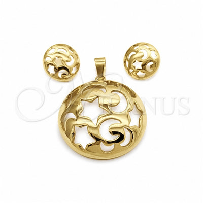 Stainless Steel Necklace and Earring, Polished, Golden Finish, 06.116.0209 for wholesale, main product view
