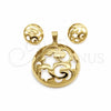 Stainless Steel Necklace and Earring, Polished, Golden Finish, 06.116.0209