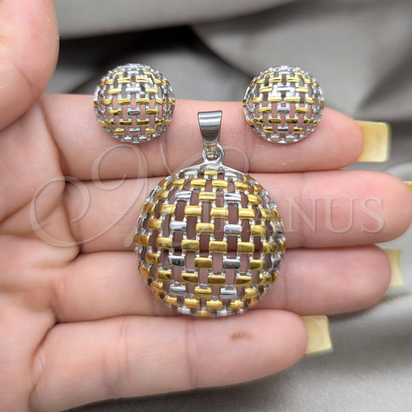 Stainless Steel Ring — Necklace and Earring Polished Two Tone 06. — alternate product view — SKU 164233 | Acero Inoxidable anillo — Necklace and Earring pulido Two Tone 06. — SKU 164233