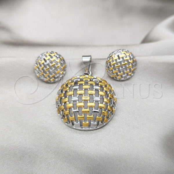 Stainless Steel Ring — Necklace and Earring Polished Two Tone 06. — main product view — SKU 164233 | Acero Inoxidable anillo — Necklace and Earring pulido Two Tone 06. — SKU 164233