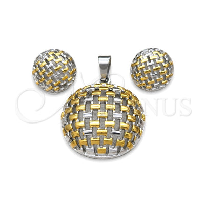 Stainless Steel Necklace and Earring, Polished, Two Tone, 06.116.0210 for wholesale, main product view