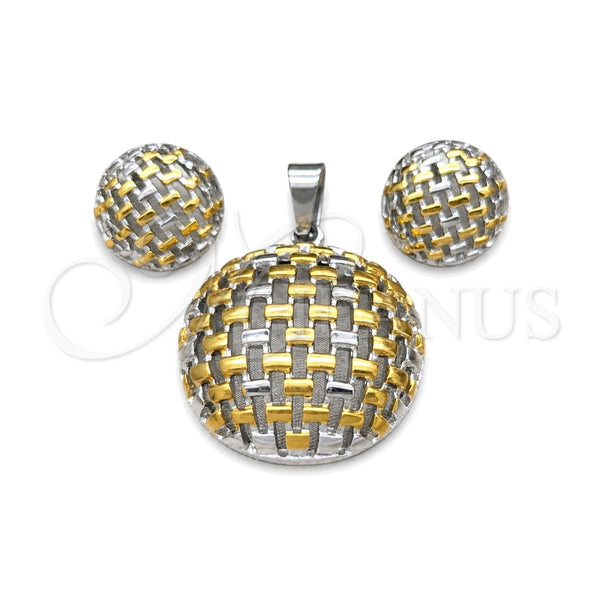 Stainless Steel Necklace and Earring, Polished, Two Tone, 06.116.0210