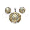 Stainless Steel Necklace and Earring, Polished, Two Tone, 06.116.0210