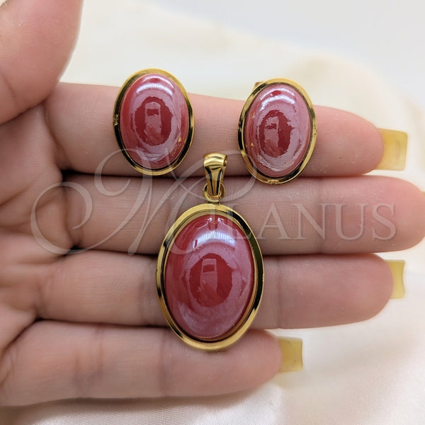 Stainless Steel Ring — Necklace and Earring with Astral Pink Mother of — alternate product view — SKU 164235 | Acero Inoxidable anillo — Necklace and Earring with Astral Pink Mother of — SKU 164235