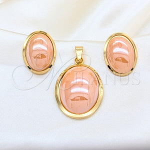 Stainless Steel Ring — Necklace and Earring with Pink Mother of Pearl — main product view — SKU 164236 | Acero Inoxidable anillo — Necklace and Earring with Pink Mother of Pearl — SKU 164236