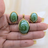 Stainless Steel Necklace and Earring, with Green Mother of Pearl, White Polished, Golden Finish, 06.116.0211.3