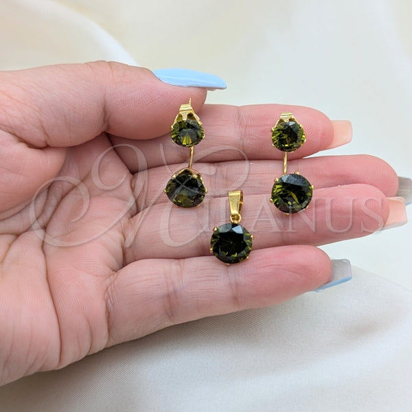 Stainless Steel Ring — Necklace and Earring with Green Cubic Zirconia White — alternate product view — SKU 164240 | Acero Inoxidable anillo — Necklace and Earring with Green Cubic Zirconia blanco — SKU 164240