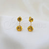 Stainless Steel Necklace and Earring, with Yellow Cubic Zirconia, White Polished, Golden Finish, 06.116.0212.1