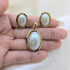 Stainless Steel Necklace and Earring, with Champagne Mother of Pearl, White Polished, Golden Finish, 06.116.0213