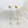 Stainless Steel Necklace and Earring, with Champagne Mother of Pearl, White Polished, Golden Finish, 06.116.0215