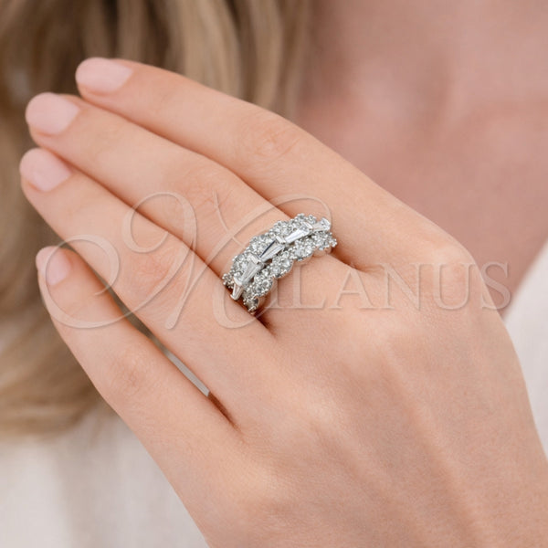 White Gold Filled Ring — Multi Stone Ring Baguette Design with White Cubic — alternate product view — SKU 164247 | Oro Laminado Blanco anillo — Multi Stone Ring Baguette diseño with blanco Cubic — SKU 164247