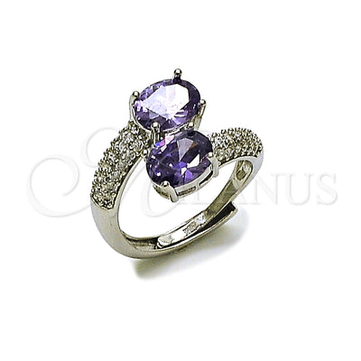 White Gold Filled Ring — Multi Stone Ring with Amethyst Cubic Zirconia and for wholesale, main product view