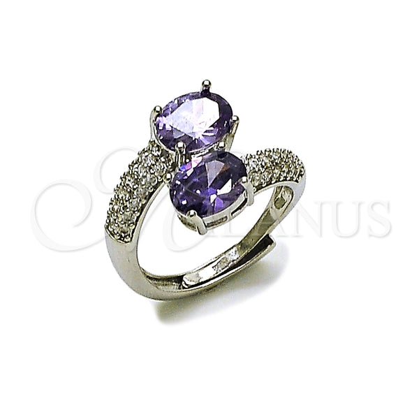 White Gold Filled Ring — Multi Stone Ring with Amethyst Cubic Zirconia and — main product view — SKU 164249 | Oro Laminado Blanco anillo — Multi Stone Ring with Amethyst Cubic Zirconia and — SKU 164249