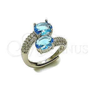 White Gold Filled Ring — Multi Stone Ring with Aqua Blue Cubic Zirconia — main product view — SKU 164250 | Oro Laminado Blanco anillo — Multi Stone Ring with Aqua Blue Cubic Zirconia — SKU 164250