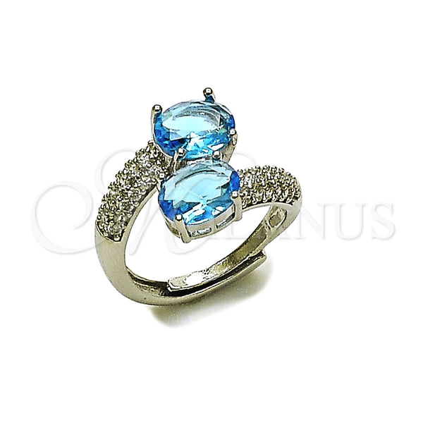 White Gold Filled Ring — Multi Stone Ring with Aqua Blue Cubic Zirconia — main product view — SKU 164250 | Oro Laminado Blanco anillo — Multi Stone Ring with Aqua Blue Cubic Zirconia — SKU 164250