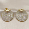 Oro Laminado Stud Earring, Gold Filled Style with White Cubic Zirconia, Polished, Golden Finish, 02.436.0027