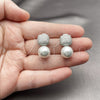 Rhodium Gold Filled Stud Earring, Ball Design, with Ivory Pearl and White Cubic Zirconia, Polished, Rhodium Finish, 02.436.0029.1