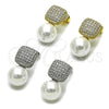 Rhodium Gold Filled Stud Earring, Ball Design, with Ivory Pearl and White Cubic Zirconia, Polished, Rhodium Finish, 02.436.0029.1