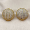 Oro Laminado Stud Earring, Gold Filled Style with White Cubic Zirconia, Polished, Golden Finish, 02.436.0030