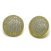 Oro Laminado Stud Earring, Gold Filled Style with White Cubic Zirconia, Polished, Golden Finish, 02.436.0030
