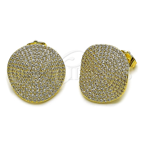 Oro Laminado Stud Earring, Gold Filled Style with White Cubic Zirconia, Polished, Golden Finish, 02.436.0031
