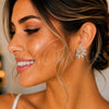 Rhodium Gold Filled Stud Earring, Flower Design, with White Cubic Zirconia and White Micro Pave, Polished, Rhodium Finish, 02.436.0033.1