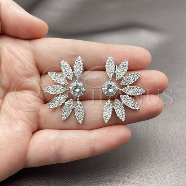 White Gold Filled Ring — Stud Earring Flower Design with White Cubic Zirconia — alternate product view — SKU 164263 | Oro Laminado Blanco anillo — Stud Earring flor diseño with blanco Cubic Zirconia — SKU 164263