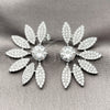 Rhodium Gold Filled Stud Earring, Flower Design, with White Cubic Zirconia and White Micro Pave, Polished, Rhodium Finish, 02.436.0033.1